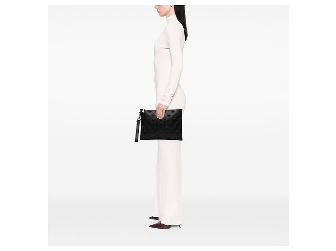 Pochette da polso Versace in pelle embossed nera Medusa - vista 6