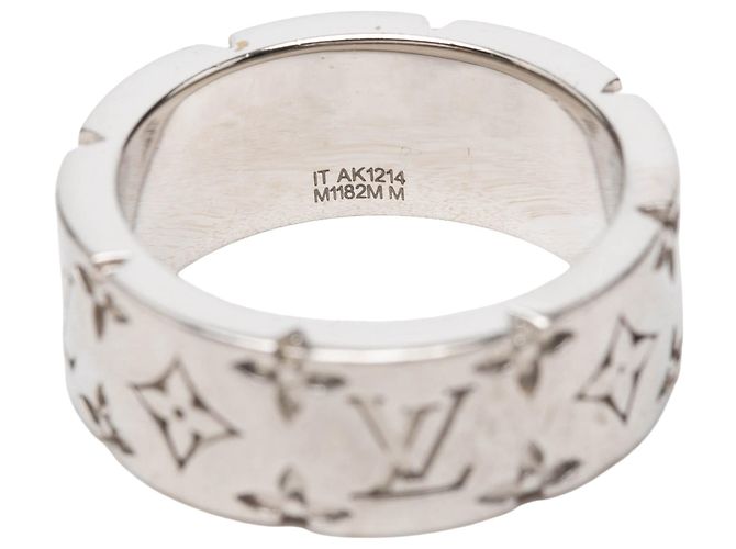 Anello Louis Vuitton Silver Brass LV Mosaic Ring M - vista 4