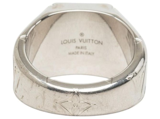 Anello sigillo Louis Vuitton Monogram in ottone argentato L - vista 3