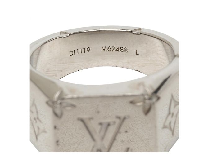 Anello sigillo Louis Vuitton Monogram in ottone argentato L - vista 5
