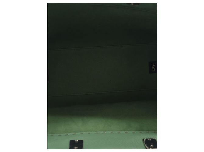 Fendi Borsa Shopper Sunshine Media in Pelle Verde - vista 4