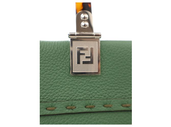 Fendi Borsa Shopper Sunshine Media in Pelle Verde - vista 5