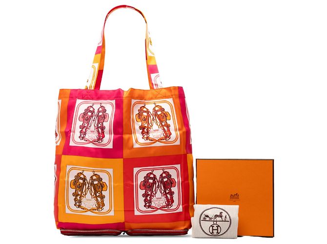 Borsa Hermès Orange Brides de Gala Silky Pop Tote - vista 6