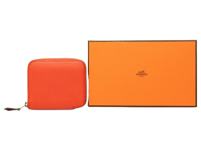 Portafoglio Compatto Hermès Orange Epsom Silk In - vista 8