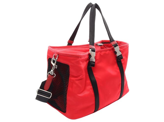Prada Trasportino convertibile per animali in Re-Nylon rosso - vista 2