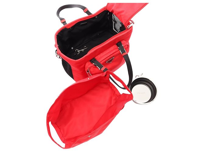 Prada Trasportino convertibile per animali in Re-Nylon rosso - vista 8