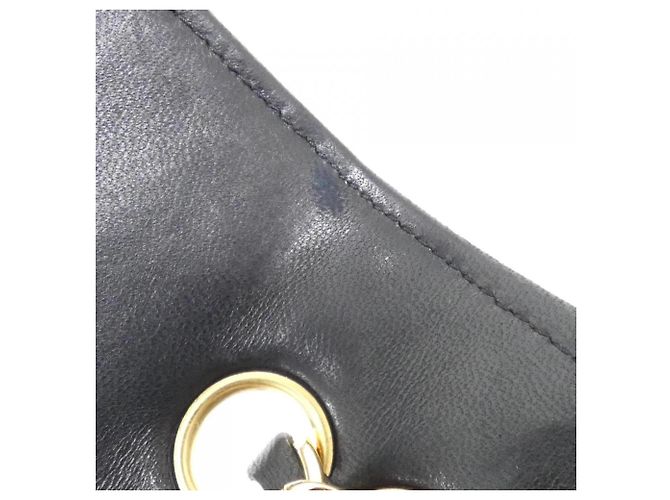 Borsa a tracolla Chanel in pelle d'agnello nera - vista 10
