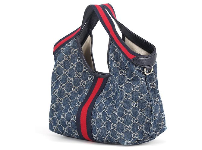 Borsa Tote Small Gucci Giglio GG in Denim - vista 2