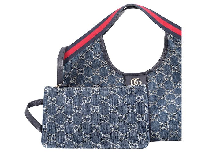 Borsa Tote Small Gucci Giglio GG in Denim - vista 6