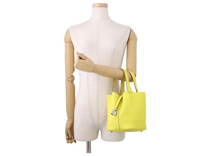 Hermès Borsa a mano Hermes Picotin Lock PM in pelle Lime - vista 4