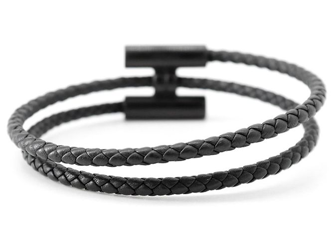 Hermès Bracciale Charm Hermes in pelle Swift nera - vista 3