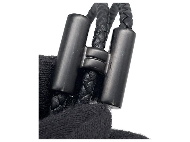 Hermès Bracciale Charm Hermes in pelle Swift nera - vista 7