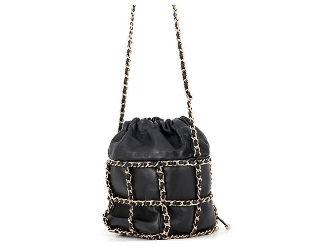 Borsa a tracolla con catena Chanel in pelle d'agnello - vista 2