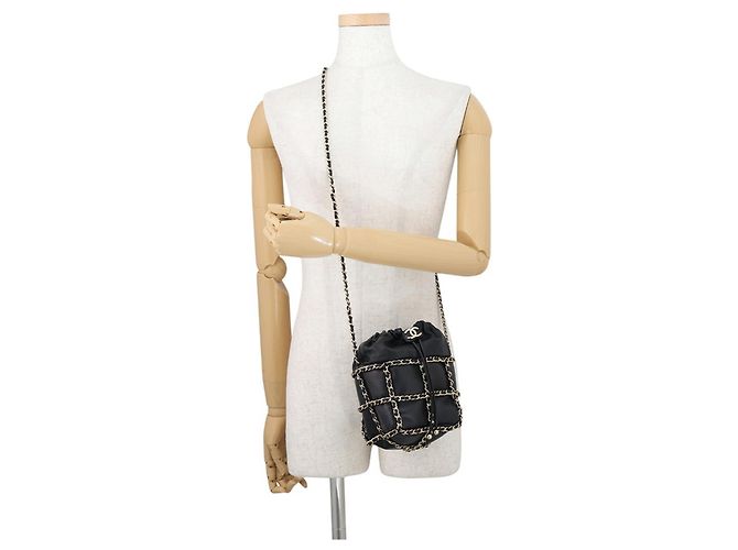 Borsa a tracolla con catena Chanel in pelle d'agnello - vista 4