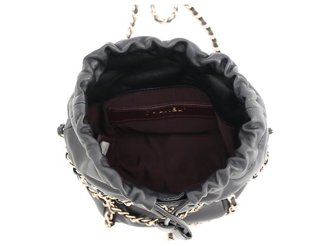 Borsa a tracolla con catena Chanel in pelle d'agnello - vista 5