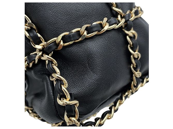 Borsa a tracolla con catena Chanel in pelle d'agnello - vista 6