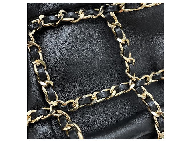 Borsa a tracolla con catena Chanel in pelle d'agnello - vista 7