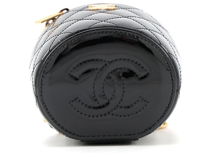 Borsa a tracolla con catena Chanel in pelle verniciata nera - vista 3