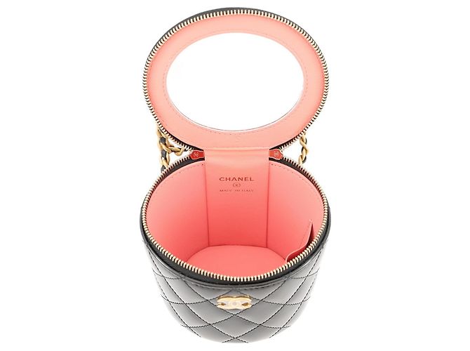 Borsa a tracolla con catena Chanel in pelle verniciata nera - vista 6
