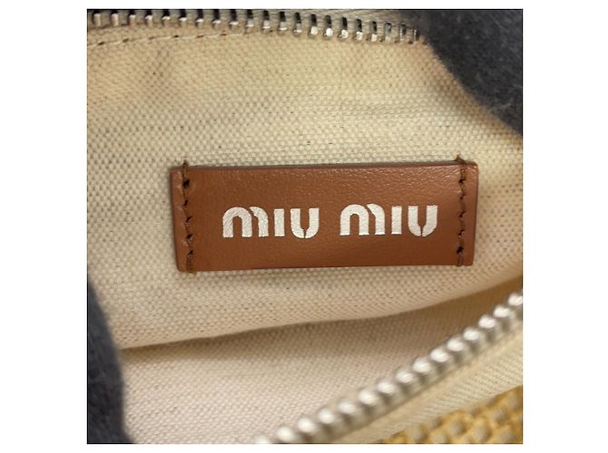 Borsa Tote Miu Miu Ivy in rafia e lino - vista 11