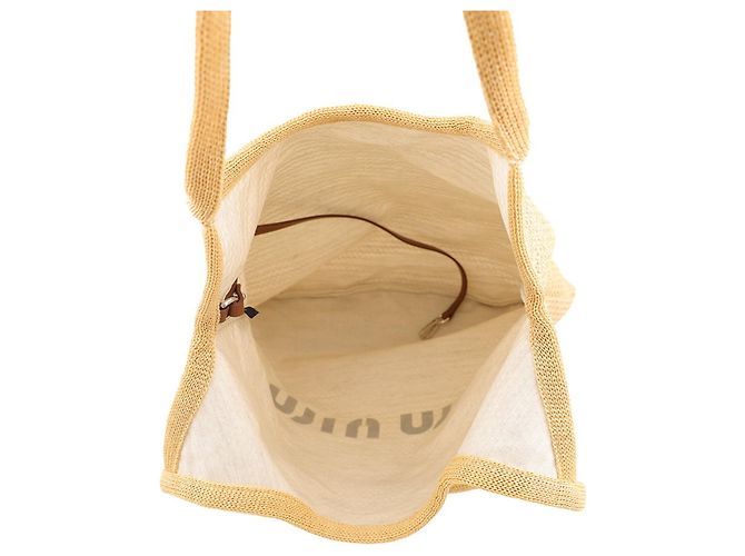 Borsa Tote Miu Miu Ivy in rafia e lino - vista 5