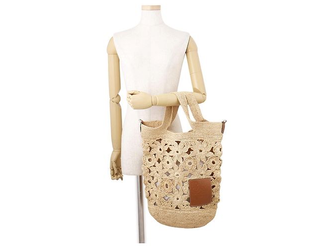 Borsa in rafia beige Loewe - vista 4
