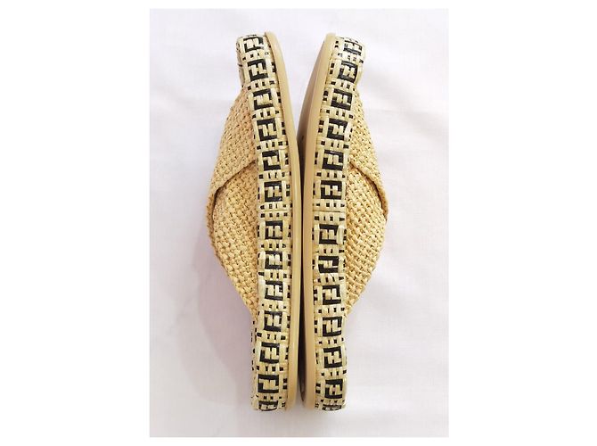 Fendi natural raffia woven mules - view 10