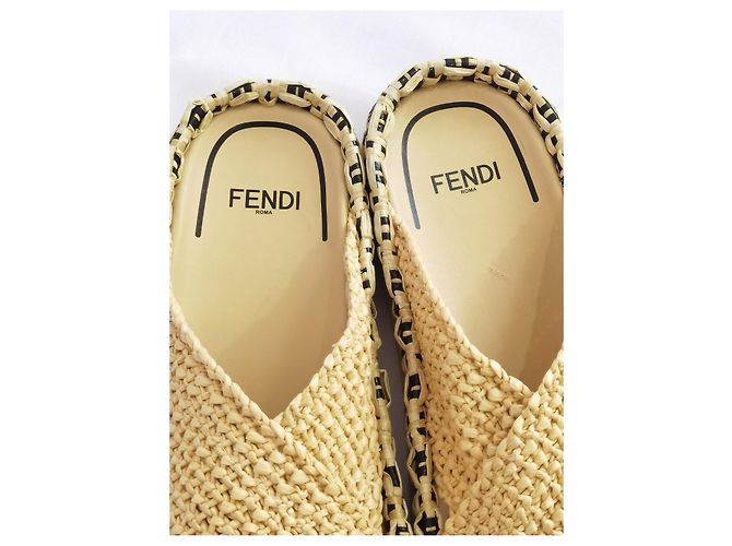 Fendi natural raffia woven mules - view 11
