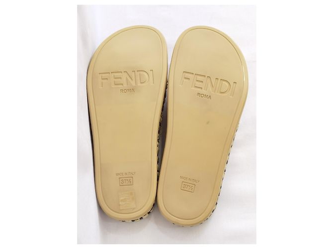 Fendi natural raffia woven mules - view 14