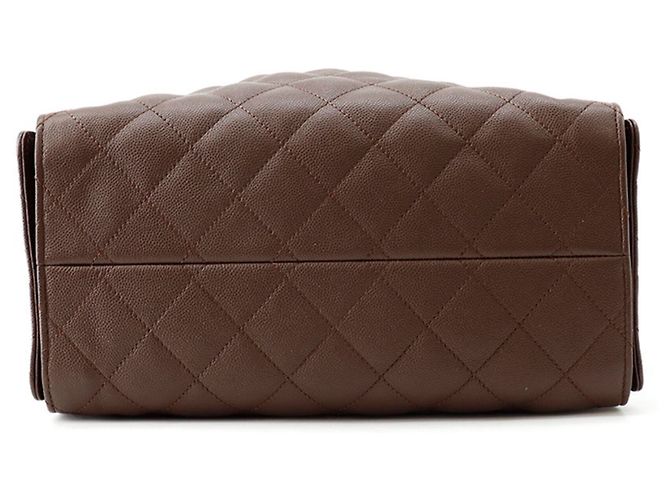 Borsa a tracolla Chanel in pelle di vitello granulata marrone - vista 3