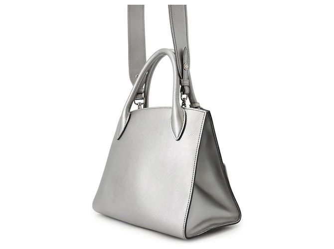 Borsa Prada in pelle argento - vista 2