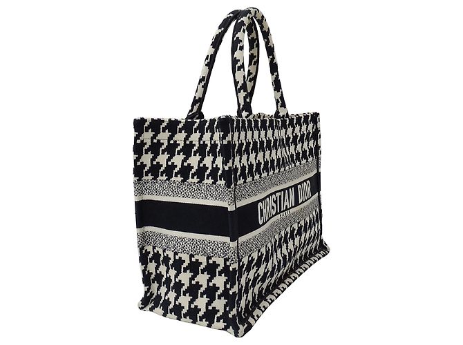 Borsa Tote in Tela Nera e Bianca Christian Dior - vista 4