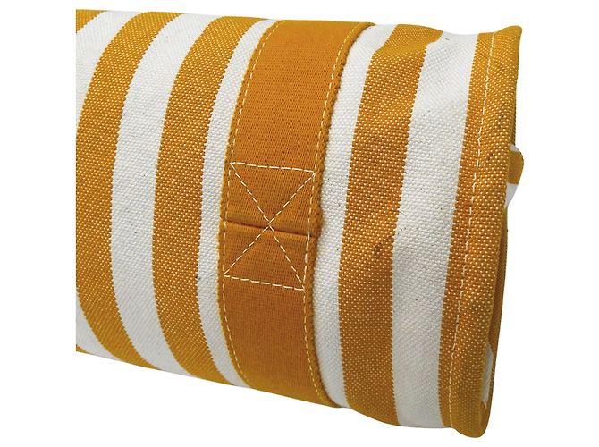 Hermès Borsa Hermes in tela Arancione e Bianco - vista 10