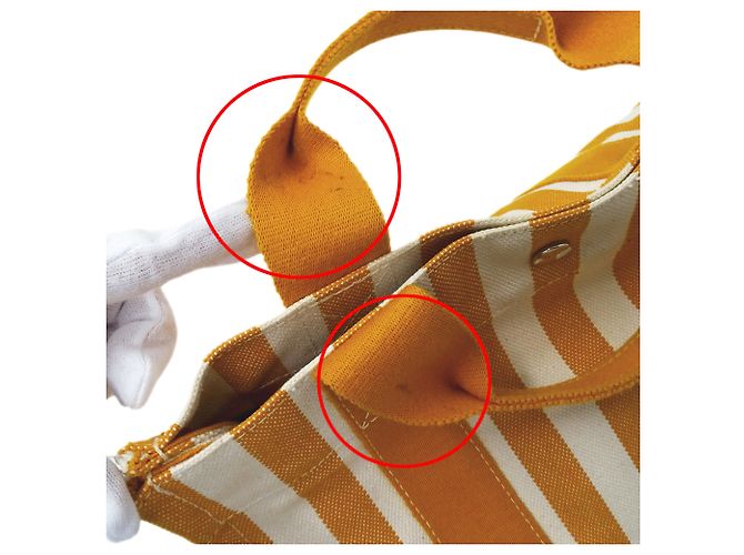 Hermès Borsa Hermes in tela Arancione e Bianco - vista 12