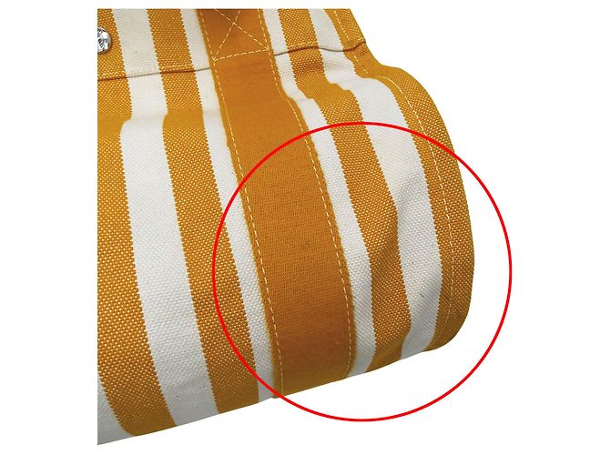Hermès Borsa Hermes in tela Arancione e Bianco - vista 9