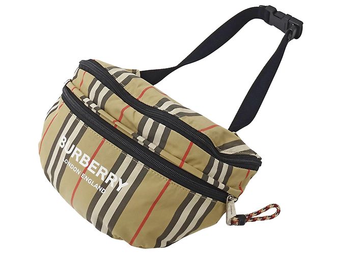 Marsupio e borsa a mano Burberry in nylon beige - vista 4