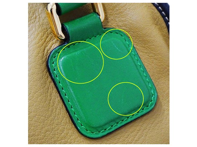Borsa in pelle Loewe beige e verde - vista 12