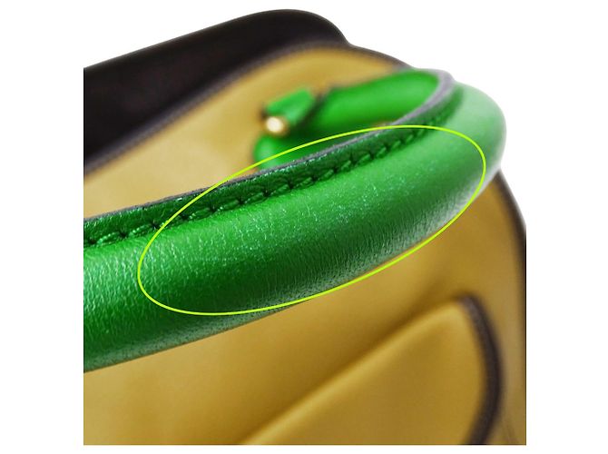 Borsa in pelle Loewe beige e verde - vista 13