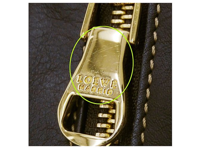 Borsa in pelle Loewe beige e verde - vista 15