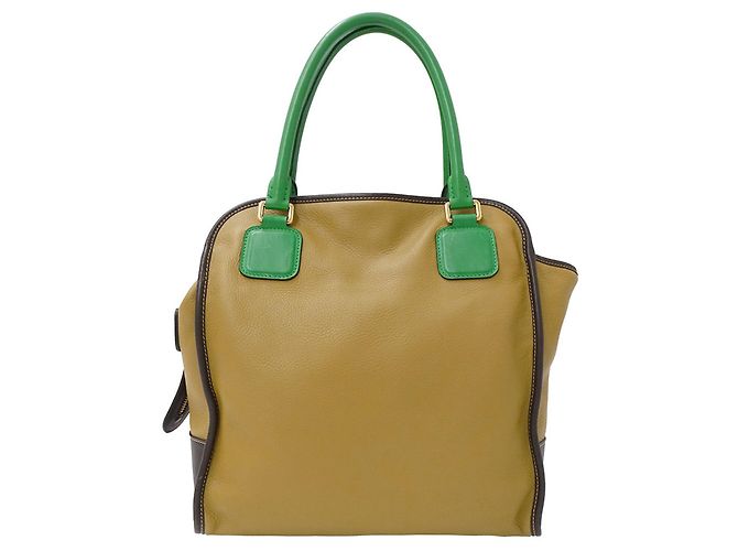 Borsa in pelle Loewe beige e verde - vista 2