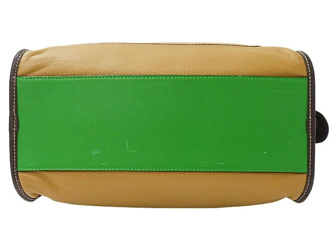 Borsa in pelle Loewe beige e verde - vista 3