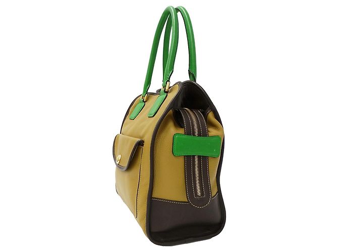 Borsa in pelle Loewe beige e verde - vista 4