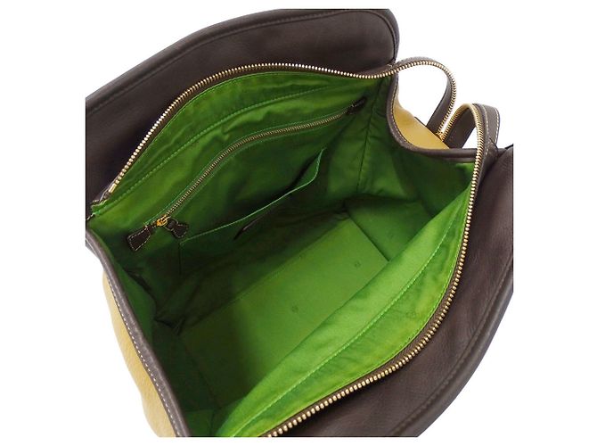 Borsa in pelle Loewe beige e verde - vista 6