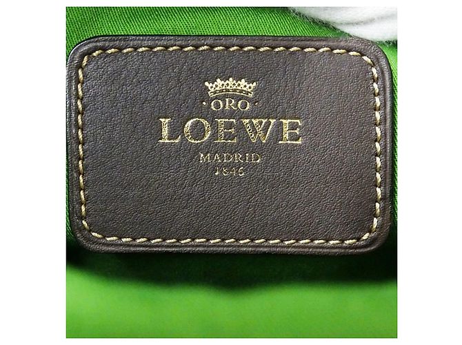 Borsa in pelle Loewe beige e verde - vista 7
