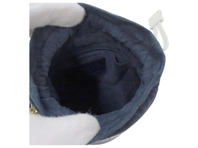 Borsa in pelle blu navy e bianca Christian Dior - vista 7