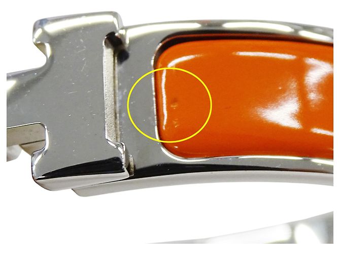 Hermès Bracciale rigido Hermes Arancione e Metallo Argentato - vista 10