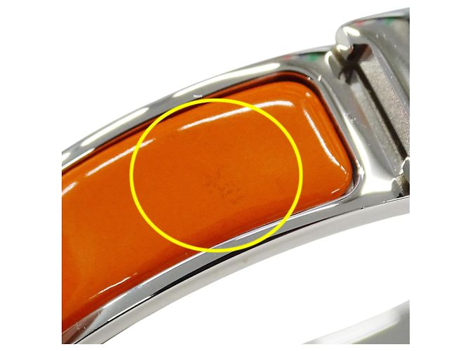 Hermès Bracciale rigido Hermes Arancione e Metallo Argentato - vista 11