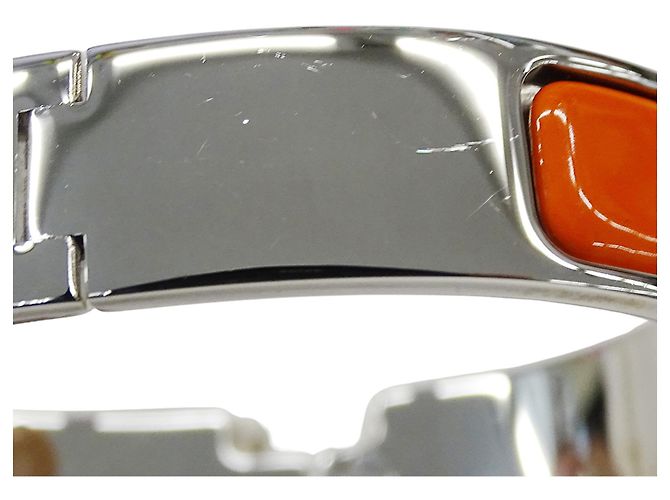 Hermès Bracciale rigido Hermes Arancione e Metallo Argentato - vista 12