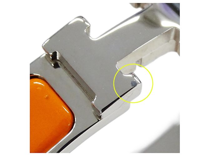 Hermès Bracciale rigido Hermes Arancione e Metallo Argentato - vista 14