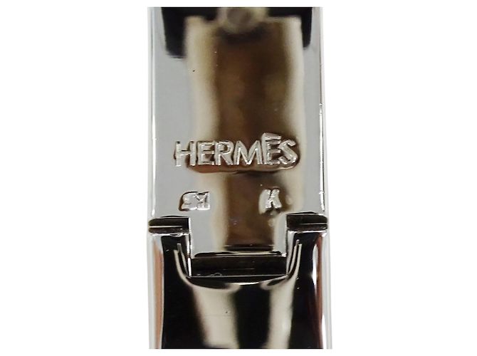 Hermès Bracciale rigido Hermes Arancione e Metallo Argentato - vista 7